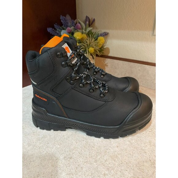 Herman Survivors Mens Waterproof Work Boots Size 7.5 Black Leather Slip-Resistan main image 4